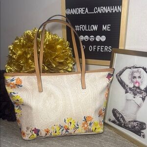 Etro Paisley Floral Zip Top Tote Bag